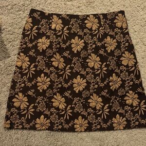 SHEIN Black and Gold Floral Mini Skirt